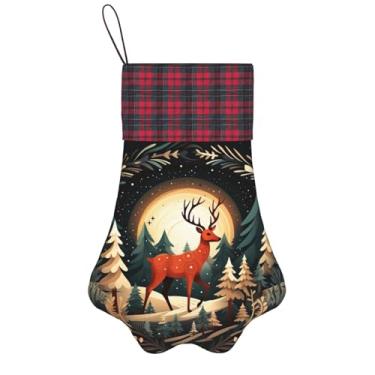 Imagem de SKKNT Merry Christmas, estampa de veado, meias de Natal, animais de estimação, decoração de Natal, cães, gatos, árvore, presente conveniente