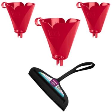 Imagem de Conjunto de 1 Rodo Plástico Multiuso Preto com Raspador 18cm + 3 Suporte de Filtro de Café Tam. 103 Vermelho