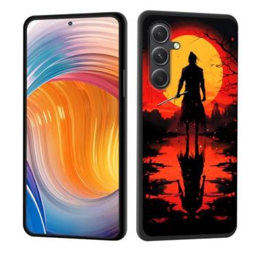 Imagem de CICPLKSE Capa para Galaxy S25 FE, borracha de silicone macia, proteção total à prova de choque, proteção contra quedas para Samsung Galaxy S25 FE 6,7 polegadas 2025, silhueta samurai ao pôr do sol