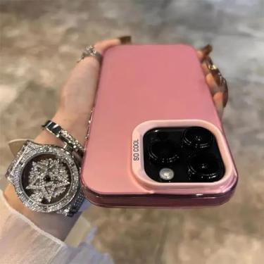 Imagem de HTVJFX Capa luxuosa fosca com revestimento a laser para iPhone 15 Pro, capa protetora à prova de choque e estilosa (para iPhone 15 Pro/rosa)