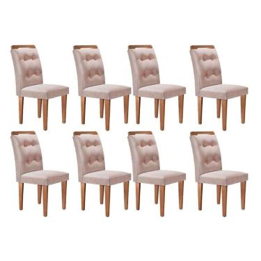 Imagem de Kit 8 Cadeiras Sala Jantar Imperatriz 8 Un Capuccino Linho Bege Turim Rufato