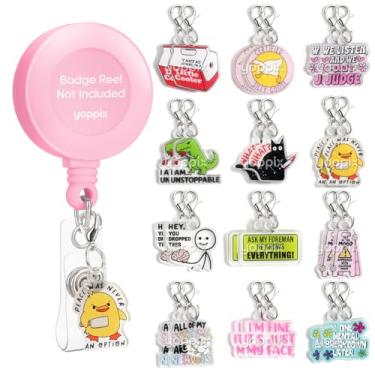 Imagem de YOPPIX 24 peças de pingentes de carretel de crachá de enfermeira - pingentes de acrílico fofos e engraçados para porta-identidade, perfeitos para enfermeiros, equipe médica, professores, estudantes e