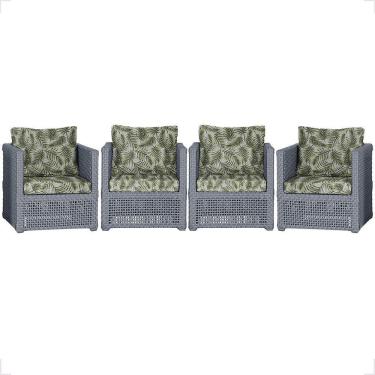 Imagem de 4 Poltronas Madri Alumínio Corda Náutica Estofado 5 Trama Prata