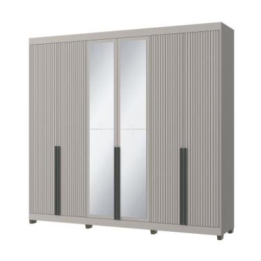 Imagem de Roupeiro Newton - 6 Portas 4 Gavetas 10 Prateleiras com Espelho - Casa