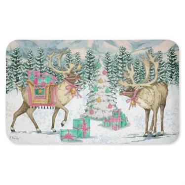 Imagem de Tapete antifadiga de rena natalina Whimsy, tapete ergonômico acolchoado para cozinha e pé com suporte antiderrapante, tapete confortável ecológico, design de Paul Brent, 76 cm x 45 cm