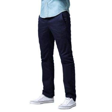 Imagem de Calças masculinas combinam com ajuste justo, perna reta, azul casual 3