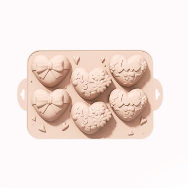 Imagem de Actvty Molde de silicone em forma de coração, 2 peças, moldes de coração com 6 furos para muffins de chocolate, bolo, geleia, pudim, sabonete feito à mão, bombas de banho