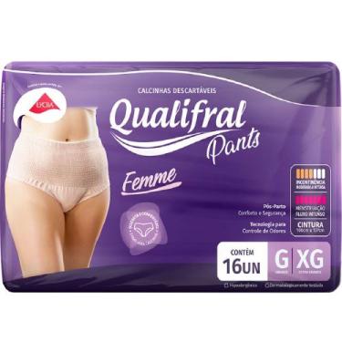 Imagem de Roupa Íntima Descartável Qualifral Femme Pants G/XG 16 Unidades