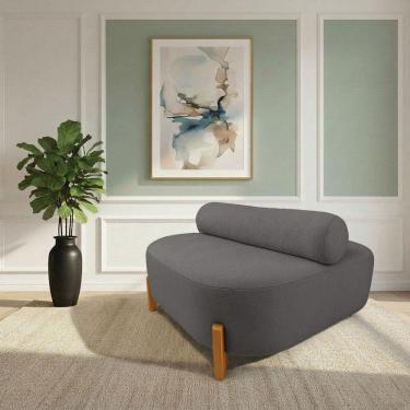 Imagem de Sofá Sala Ilha Orgânico E 1 Poltrona 125cm éden Pé Madeira Bouclê Grafite E03 - D`rossi