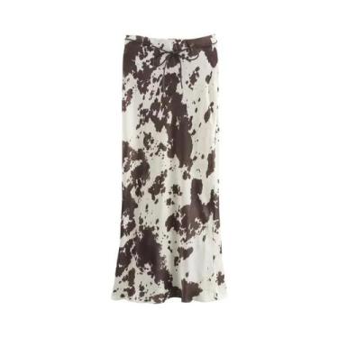 Imagem de Conjunto De Saia De Cetim Oversized Feminina Com Camisa De Manga Longa