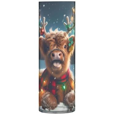 Imagem de Vaso de plástico grande de vaca Highland Christmas Highland Vaso de centro de mesa floral moderno para decoração de quarto, 30 cm x 9,9 cm