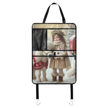 Imagem de Joitme Armazenamento traseiro de assento de carro branco pônei de inverno, 1 pacote com protetor de chute, acessórios de carro para mulheres interiores