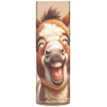 Imagem de Lindo burro adorável animal decorativo vaso de flores cilíndrico plástico personalizado vaso grande floral bonito decoração de mesa moderna, 30 cm x 9,9 cm