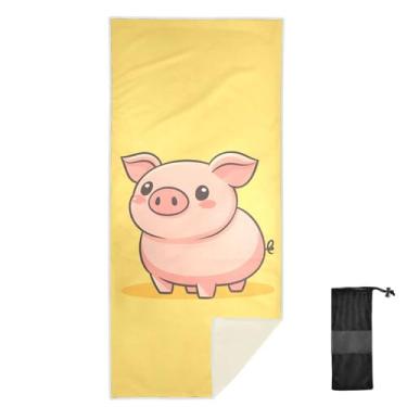 Imagem de Joitme Toalha de banho infantil amarela porco engraçada, 76 x 152 cm, toalhas de festa na piscina, toalhas de natação para adultos