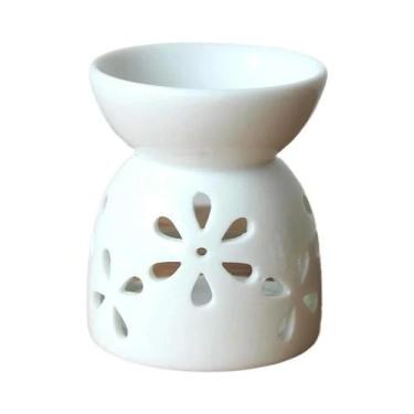 Imagem de Aromatizador De Cerâmica Artesanal Com Padrão Floral, Lâmpada De Óleo 