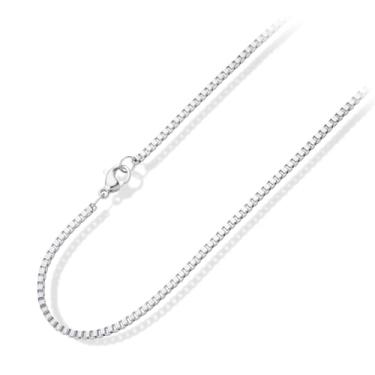 Imagem de 555Jewelry Colar De Corrente Aço Inoxidável Para Mulheres, Elo Quadrado 2 Mm Mulheres E Homens, Unissex Com Fecho Lagosta, Prata, 18"