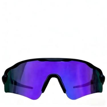 Imagem de Óculos de Sol Esportivo Unissex Polarizado UV400 – Ideal para Corrida, Ciclismo, Praia e Beach Tennis(preto com roxo)