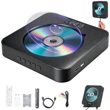 Imagem de Toca CD, CD Player Portatil, Leitor de CD, Aparelho de Som com CD, Alto-Falantes Duplos Integrados,Toca-Discos Retrô, Parede E Conexão AUX, com Cabos HDMI E AV