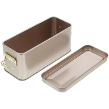 Imagem de MAGICLULU Caixa de metal retangular multiuso com tampa, recipiente de armazenamento elegante para biscoitos, doces, lanches, lata decorativa para preservação de alimentos, uso diário