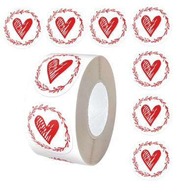 Imagem de Adesivos de coração vermelho para dia dos namorados rolo coroa floral coração círculo decalques adesivos autoadesivos para envelopes selos cartões presentes decorações de festa suprimentos de presente