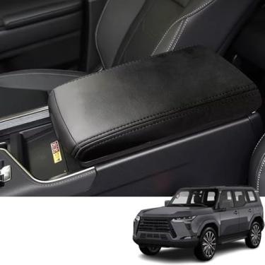Imagem de Bmolpt Acessórios personalizados para Lexus GX 550 2024 2025 capa de caixa de apoio de braço central de couro almofada de apoio de braço almofada protetora de braço central (preto com costura preta)
