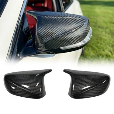 Imagem de CLYFUYOU Capas de espelho lateral de fibra de carbono real compatíveis com Infiniti Q50 Q50S (2014-2024), Q60 (2017-2022), Q70 (2014-2019) - Tampas de caixa de substituição estilo buzina (fibra de