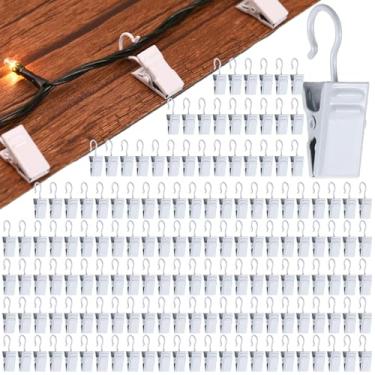 Imagem de Gisafai Clipes de luz de telhas de Natal, clipes de luz de telhado de asfalto, mini ganchos para pendurar decoração de Natal ao ar livre, ferro galvanizado (branco, 300 peças)
