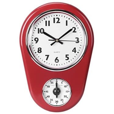 Imagem de Cocoarm Timer de Cozinha Relógio de Parede Relógio Silencioso Movimento de Varredura Vintage de Parede da Cozinha Com Timer, Exibição Grande Exibição de de