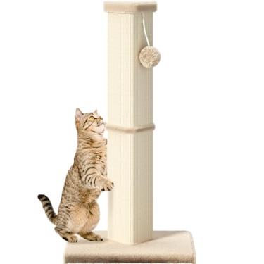 Imagem de Poste arranhador para gatos, 81 cm de altura para ambientes internos com hastes de 12 cm de diâmetro e arranhador para gatos médios e grandes