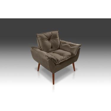Imagem de Poltrona Opala Com Fibra Siliconada Suede Marrom-Rv Decora  - CASA DA 