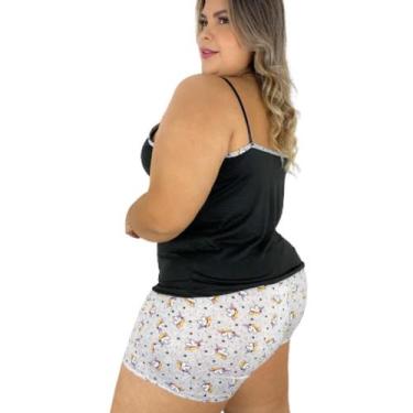 Imagem de Short Doll Plus Size Adulto Feminino Pijama Curto Renda Verão Baby Dol