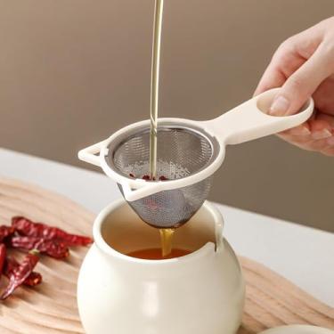 Imagem de Coador versátil de malha fina de aço inoxidável - ideal para café, chá, peneirar farinha, cozinhar e preparar alimentos (branco)