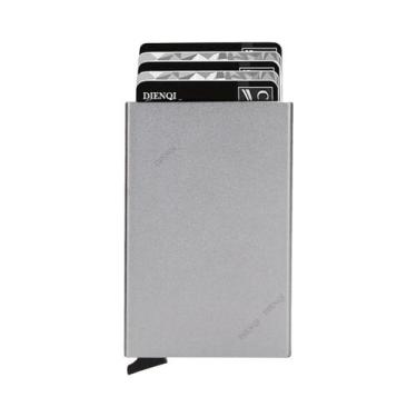 Imagem de Carteira Inteligente Slim RFID Preta, Porta-Cartões Minimalista Para H