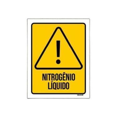Imagem de Kit 3 Placas Atenção Nitrogênio Líquido - Sinalizo.Com
