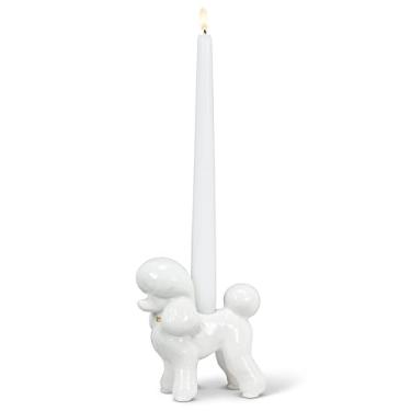Imagem de Abbott Collection Suporte de vela afunilado Poodle - Cerâmica, Branco (11,4 cm A)