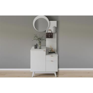 Imagem de Aparador de Sala Jantar c/ Pés AP2311 c/ 2 Portas 1 Gaveta e Espelho Branco - Tecno Mobili