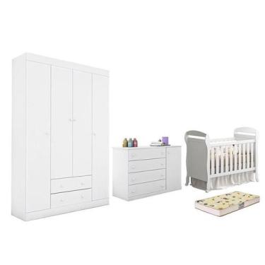 Imagem de Dormitório Helena Guarda Roupa, Cômoda e Berço Danny com Colchão Supre
