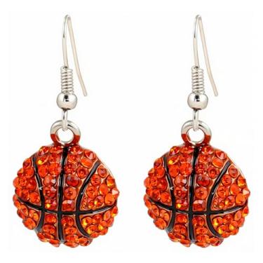 Imagem de Brincos femininos exclusivos com strass, beisebol, basquete, futebol, vôlei, rúgbi, bola esportiva pendurada, Zircônia cúbica, Zircônia cúbica