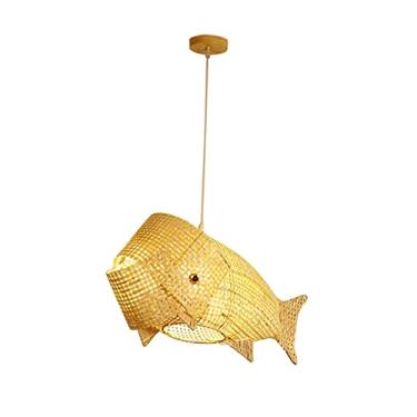 Imagem de Gralara Abajur Criativo em Bambu em Formato de Peixe para Teto, Ideal para Quartos de Hotel, Escritórios E Salas de Jantar. Também Perfeito para Restaurantes.