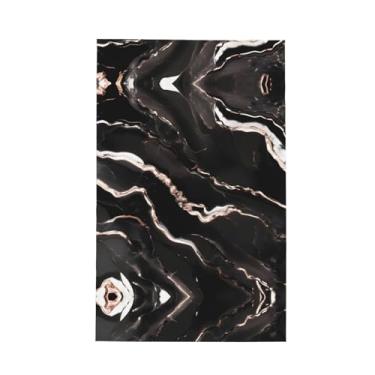 Imagem de XLLingL Toalhas de cozinha de waffle com estampa de mármore ouro rosa preto, panos de prato de microfibra, para decoração e limpeza de cozinha - 1 peça