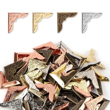 Imagem de 80 peças de protetores de canto de livros de metal, capas de canto de livro vintage, protetor decorativo de borda de brochura para álbum de fotos, caderno, scrapbook, pasta de arquivos de menu (4