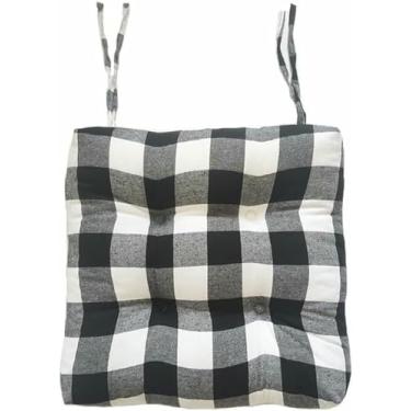 Imagem de Almofadas para cadeiras de jantar, cadeiras de escritório e cadeiras de cozinha com amarras, almofadas quadradas macias e confortáveis ​​com enchimento de 10 cm/4 polegadas (4 unidades)