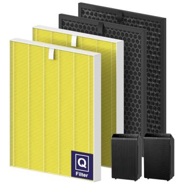 Imagem de FMDZFL Filtro de substituição Pet Care para purificador de ar Winix 5510 e 5520, o pacote combo de substituição do filtro Q inclui: 2 HEPA e 2 filtros de carbono