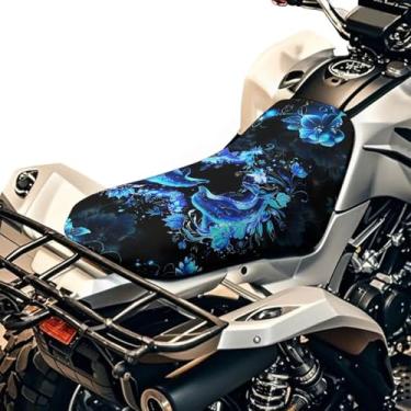 Imagem de HUISEFOR Dophin Capa de assento de quadriciclo para homens, capa de almofada de assento de 4 rodas resistente, com borda elástica, à prova d'água, acessório de proteção ATV para Polaris Sportsman