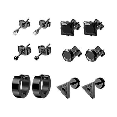 Imagem de Conjunto De Brincos De Aço Inoxidável Minimalista Preto Para Homens Co