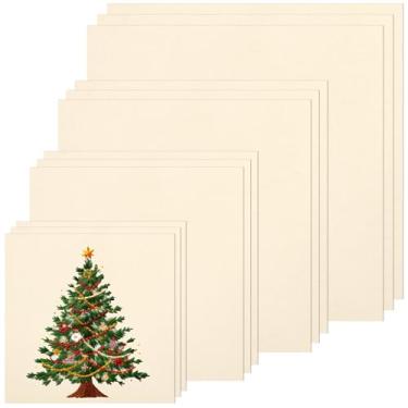 Imagem de XEmbro 12 peças de tecido de bordado bege para artesanato de vestuário bordado, tecido de algodão natural pré-cortado, 4 tamanhos diferentes quadrados de pano de bordado (5,9 a 30 cm)