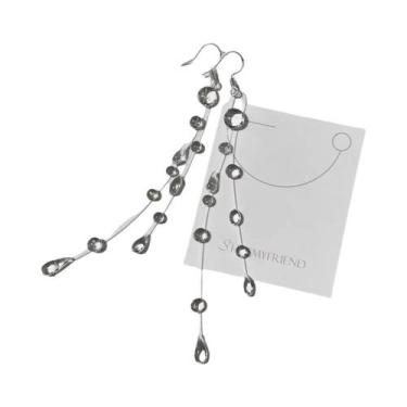 Imagem de Colar Minimalista Feminino Com Cristais De Vidro Transparente E Franja