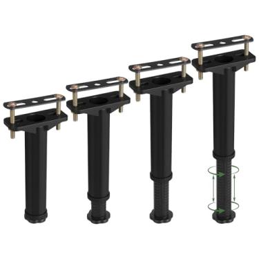 Imagem de MAQUITA 4 peças de pernas de suporte de cama de altura ajustável de 19 a 32,8 cm com anel de bloqueio, pernas de suporte central de moldura de cama para moldura de cama/ripas de centro de cama/móveis