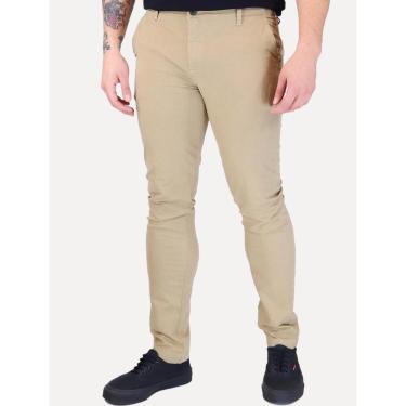 Imagem de Calça Sergio K Masculina Chino Sarja Elastano Cáqui-Masculino