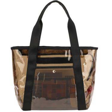 Imagem de Fammart Bolsa de praia transparente para mulheres, sacola transparente com zíper para eventos de estádio, esportes, shows, trabalho, Jelly Black, Large, Tendência